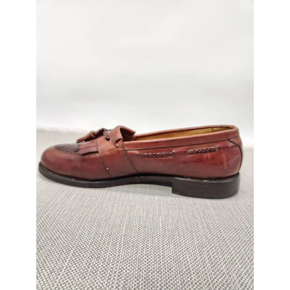 Allen Edmonds Cody 10 C Loafer Brown Leather Dress Shoes Tassel Kiltie  Woven